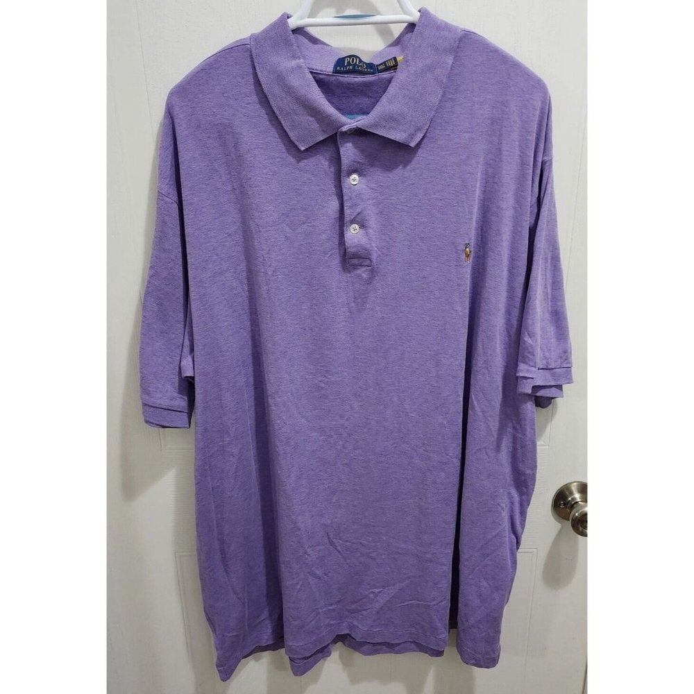 Polo Ralph Lauren Purple Short Sleeve‎ Polo Shirt Size 2XLT Flesh Pony Cotton